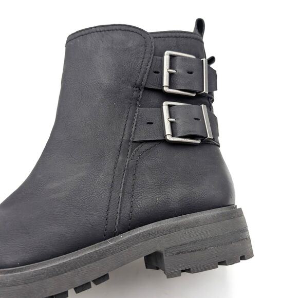 Lucky Brand Candre Double Buckle Lug Sole Boots Women's Black Size US10M EU41.5 - Picture 11 of 16